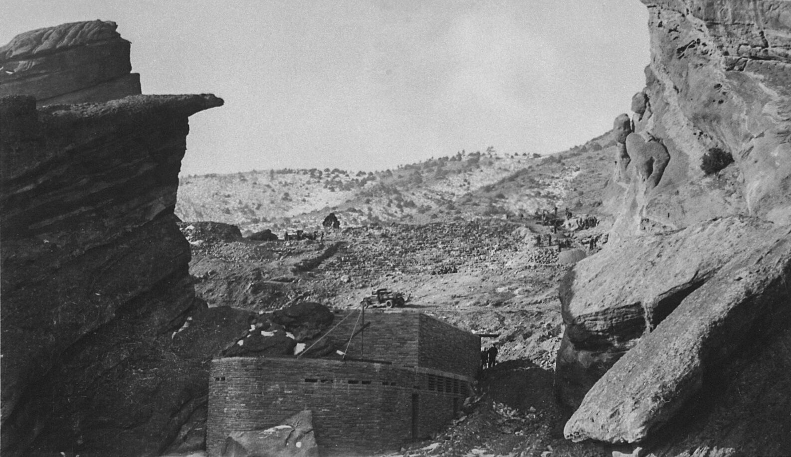 Denver's Red Rocks Amphitheater under construction circa 1935